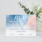 *~*ドリーミーウォーターカラーブルーピンクモダントレンディー 出欠カード (スタンド正面)