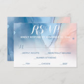 *~*ドリーミーウォーターカラーブルーピンクモダントレンディー 出欠カード (正面/裏面)