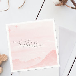 ドリーミーウォーターカラーマウンテン赤面ピンク結婚ズ スタンダードカクテルナプキン