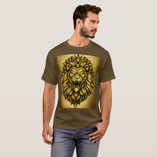 ドリーミーウォーターカラーライオンTシャツデザイン Tシャツ (正面フル)