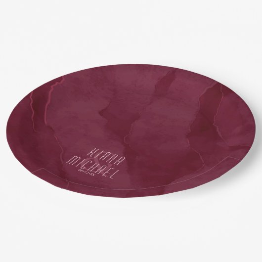 ドリーミーウォーター結婚カラー抽象芸術のブルゴーニュID817 ペーパープレート (アングル)