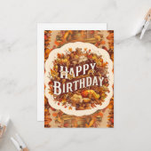 ドリーミーウォームウッドランドオータム秋ハッピーバースデー カード (正面/裏面インサイチュ)