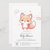 ドリーミーウッズキツネベビーシャワー 招待状 (正面/裏面)