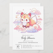 ドリーミーウッドランドキツネベビーシャワー 招待状 (正面/裏面)