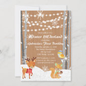 ドリーミーウッドランドフォレストワンダーランド誕生日 招待状 (正面)