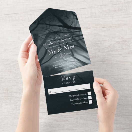 ドリーミーウッドランド結婚フォレスト オールインワン招待状 (貼ってはがせる)