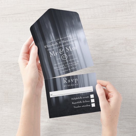 ドリーミーウッドランド結婚フォレスト オールインワン招待状 (貼ってはがせる)