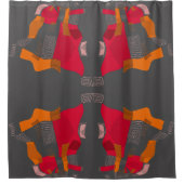 ドリーミーエジプトのコラージュ – 赤オレンジグレー シャワーカーテン (正面)