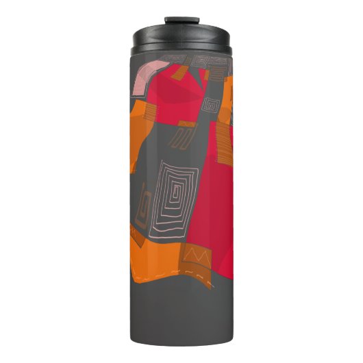 ドリーミーエジプトのコラージュ – 赤オレンジグレー タンブラー (正面)