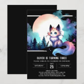 ドリーミーエレガントキャット誕生日 招待状 (正面/裏面)