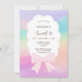 ドリーミーエレガントピンクボウスウィート16バースデーパーティー 招待状 (正面)
