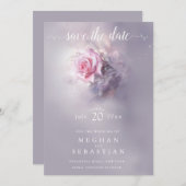 ドリーミーエレガントピンクローズオンダスティ薄紫 招待状 (正面/裏面)