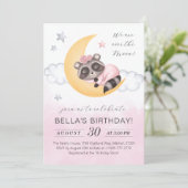 ドリーミーオーバーザムーンラクーンガール誕生日 招待状 (スタンド正面)