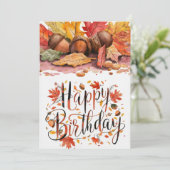 ドリーミーカラフルウッズオータム秋ハッピーバースデー カード (スタンド正面)