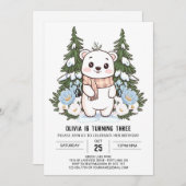 ドリーミーカラフルポーラベアデジタル誕生日 招待状 (正面/裏面)