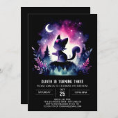 ドリーミーキッズキャット誕生日 招待状 (正面/裏面)