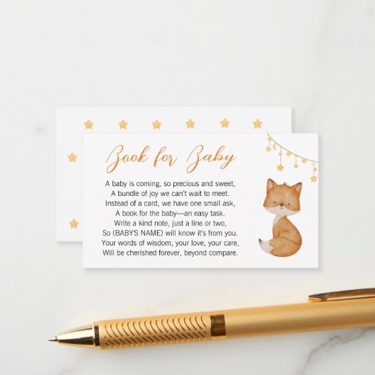 ドリーミーキツネベビーシャワー予約リクエスト エンクロージャーカード (正面/裏面インサイチュ)