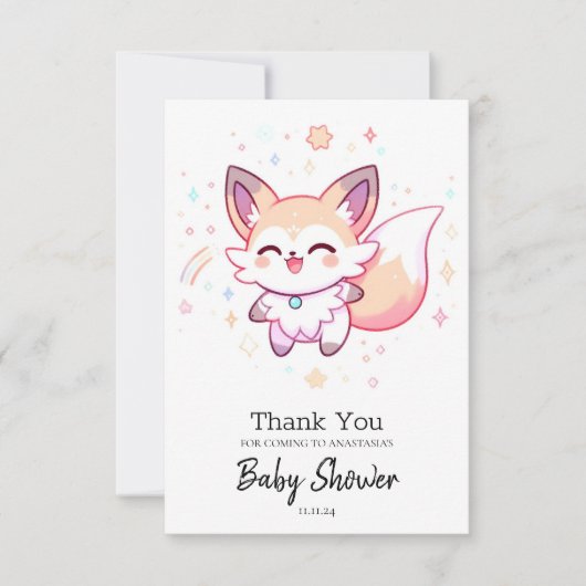 ドリーミーキツネベビーシャワー サンキューカード (正面)