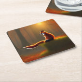 ドリーミーキツネ スクエアペーパーコースター (アングル)