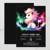 ドリーミーキュートライオン誕生日 招待状 (正面/裏面)