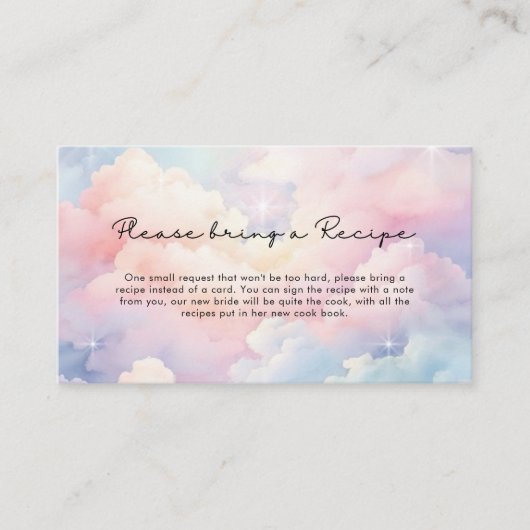 ドリーミークラウドナインレシピブライダルシャワー エンクロージャーカード (正面)