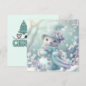 ドリーミークリスマス雪だるまグリーティングカード (正面/裏面)