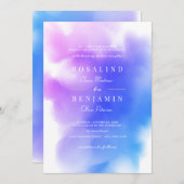 ドリーミーグラデーションピンクブルーウォーター抽象芸術結婚ズ 招待状 (正面/裏面)