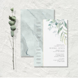 ドリーミーグリーンブライダルシャワーグリーン/ブルーID817 招待状