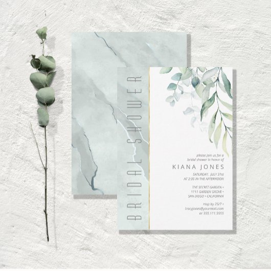 ドリーミーグリーンブライダルシャワーグリーン/ブルーID817 招待状