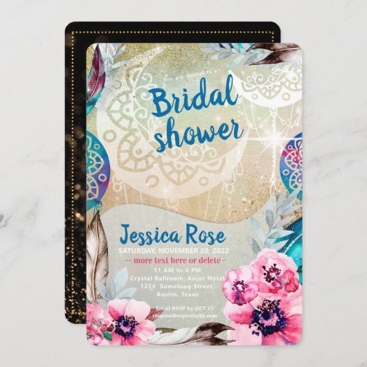 ドリーミーゴールデンボホムーンブライダルシャワー 招待状 (正面/裏面)