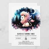 ドリーミーサファリライオン誕生日 招待状 (正面/裏面)