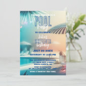 ドリーミーサマーおもしろいプールパーティー誕生祝い 招待状 (スタンド正面)