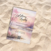 ドリーミーサマービーチパームツリーウェディング招待 招待状