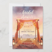 ドリーミーサンセットランタンドレープドアーチブライダルシャワー 招待状 (正面)