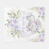 ドリーミースイートベビーエレファントガールラベンダーフローラ フリースブランケット (正面(横))