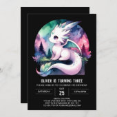 ドリーミースウィートドラゴン誕生日 招待状 (正面/裏面)