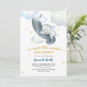 ドリーミースターズブルーエレファントベビーシャワー招待状 招待状 (スタンド正面)