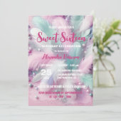 ドリーミーソフトパステルフェザーズスウィート16誕生日 招待状 (スタンド正面)