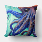 ドリーミータコブルー海ウェーブアーポップ・アートのト クッション (正面)