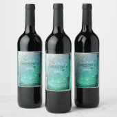 ドリーミーティール(緑がかった色)シルバーウィンターワンダーランドクリスマス ワインラベル (ボトル)