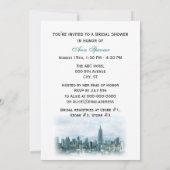 ドリーミーティール（緑がかった色）NYCスカイラインサンフラワーブライダルシャワーV 招待状 (裏面)