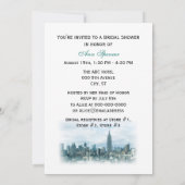 ドリーミーティール(緑がかった色)NYCスカイラインブライダルシャワーV 招待状 (裏面)