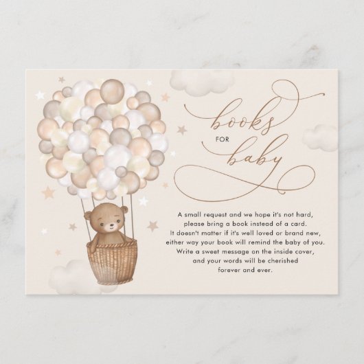 ドリーミーテディベア熱い風船の本ベビー エンクロージャーカード (正面)
