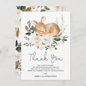 ドリーミーディアホワイトフローラグリーンリースベビー サンキューカード (正面/裏面)