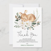 ドリーミーディアホワイトフローラグリーンリースベビー サンキューカード (正面)