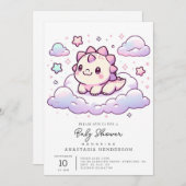 ドリーミーディノ恐竜の赤ちゃんシャワー 招待状 (正面/裏面)