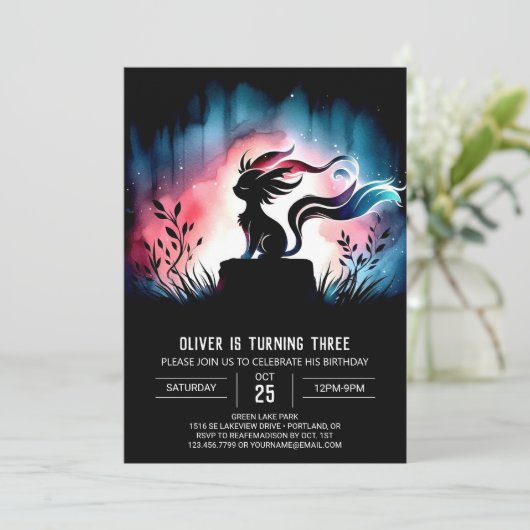 ドリーミーデジタルキャット誕生日 招待状 (スタンド正面)