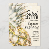 ドリーミートロピカルパイナップルビーチスウィート16パーティー 招待状 (正面/裏面)