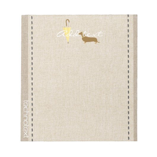 ドリーミードッグウォーカーリネンルックアッド文字ペットラバー ノートパッド (正面)