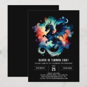 ドリーミードラゴン誕生日印刷可能 招待状 (正面/裏面)